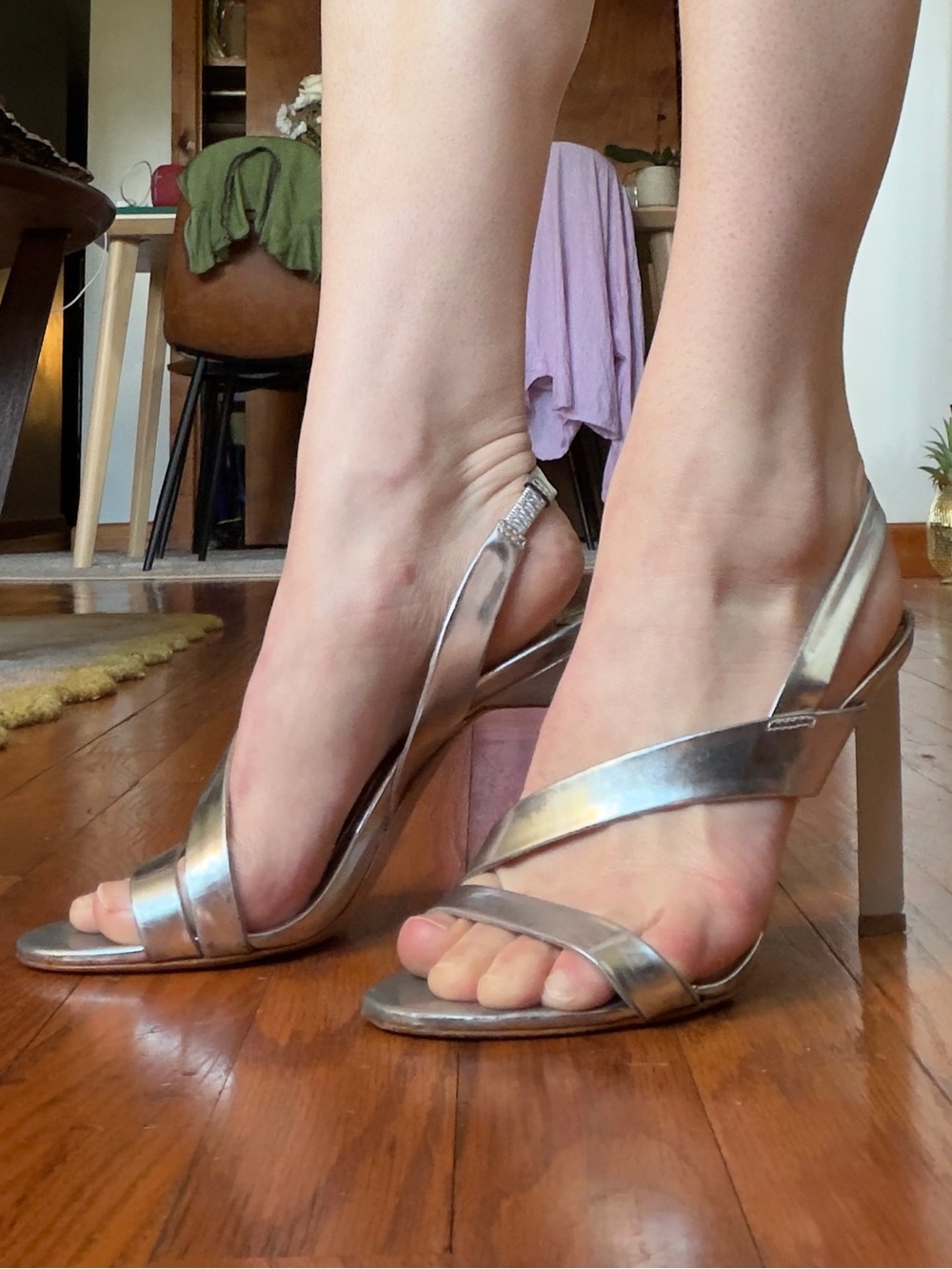 Schutz Silver Sandal Heel